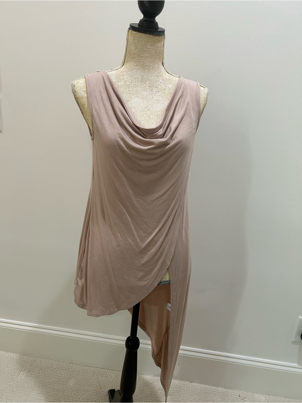 New York & Company Sweet Pea Blush Asymmetric Drape Tank